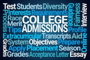 College admissions surrounded by other words associated with college