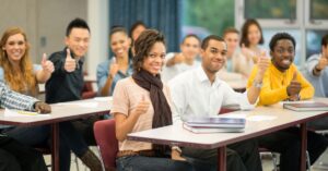 students sitting in a classroom