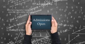 admissions open text displayed in the tablet