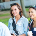 two girls visiting college