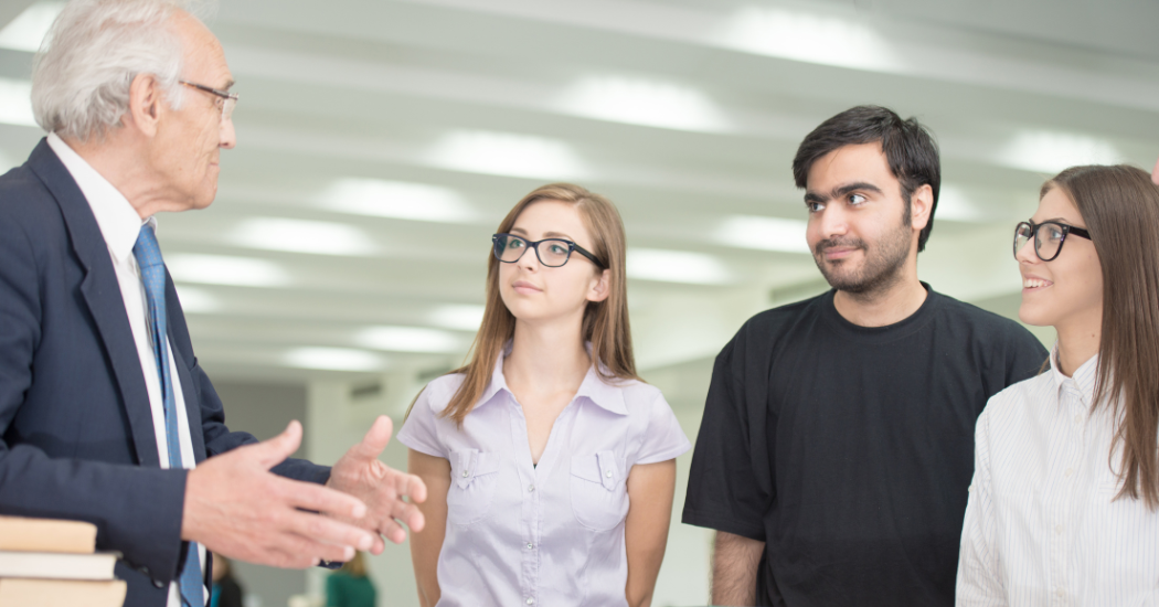 professor interacting with students