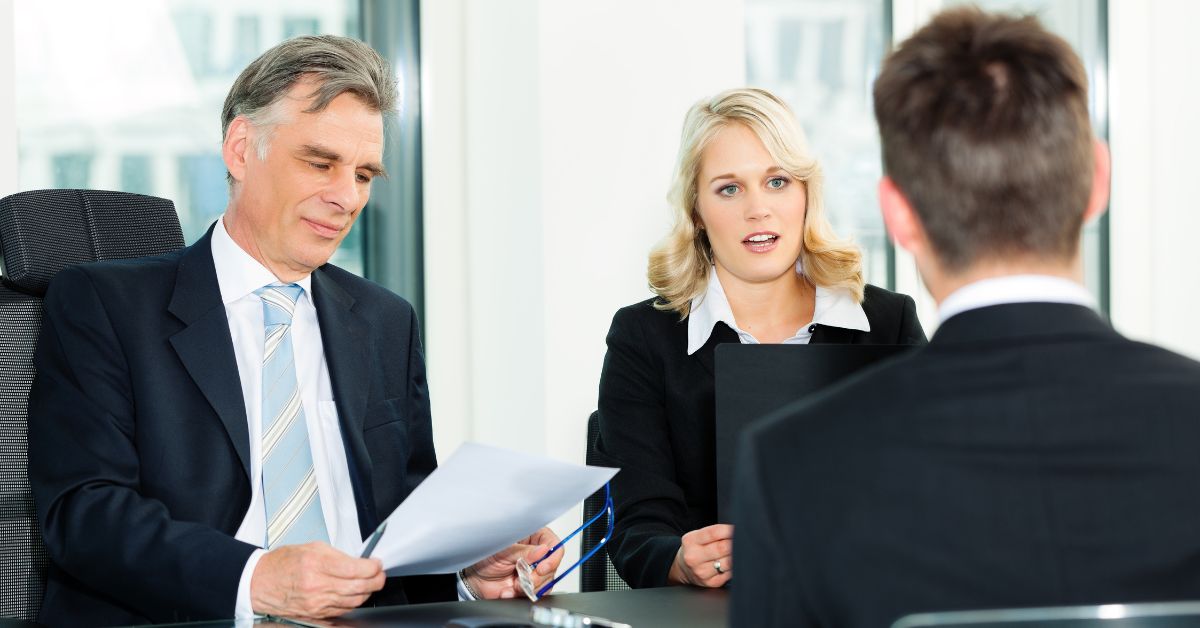 student sitting in an interview