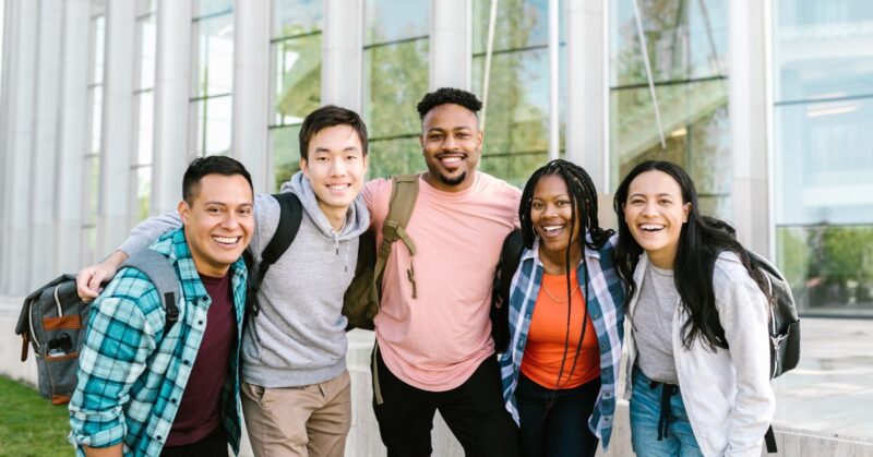 group of college students standing