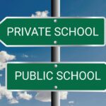 private school and public school sign board