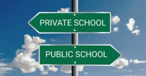 private school and public school sign board