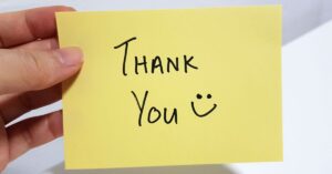 thankyou written on a yellow color note