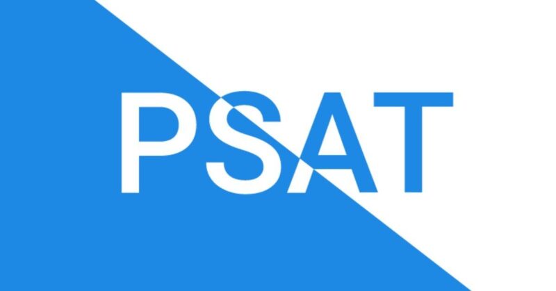 psat word written in blue and white font color