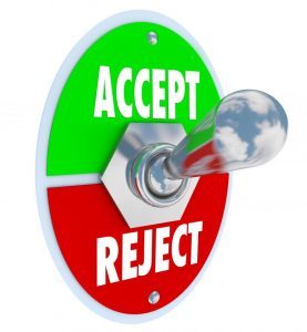 accept and reject text written on switch