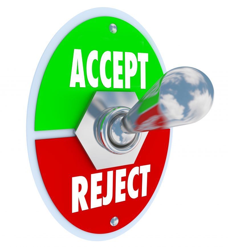 accept and reject text written on switch