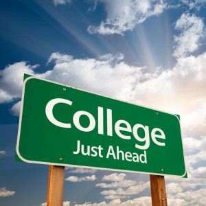 college just ahead sign board