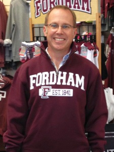 Mark with a sweatshirt reading Fordham