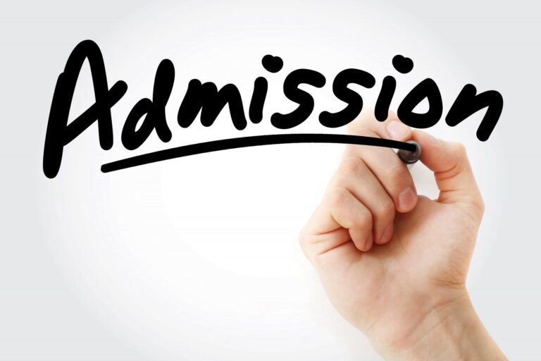 Hand writing Admission with marker, concept background