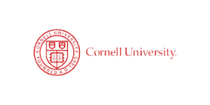 Cornell University logo featuring a red circular seal with text “Cornell University Founded A.D. 1865” and a shield, next to the words “Cornell University” in red font on a white background.