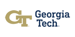 Georgia Tech logo featuring large gold overlapping GT letters on the left and Georgia Tech in dark blue text on the right.