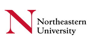 Northeastern University logo. Red stylized N with black text.