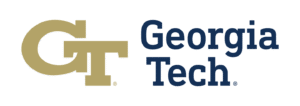 Georgia Tech logo featuring large gold overlapping GT letters on the left and Georgia Tech in dark blue text on the right.