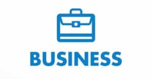 business word written in blue color font