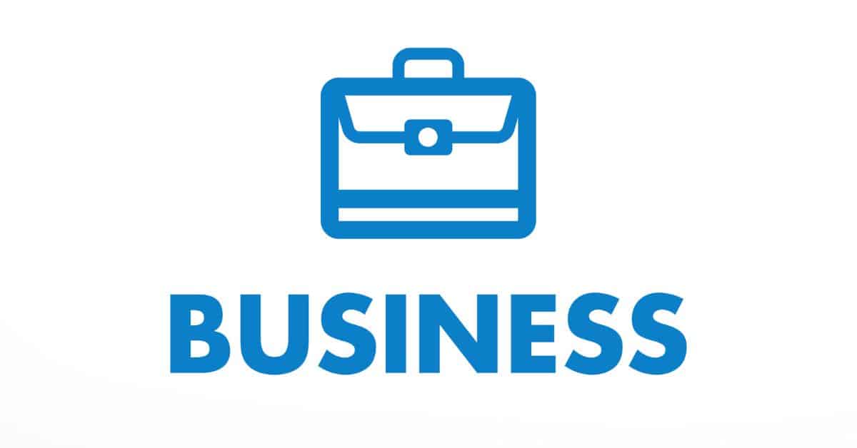business word written in blue color font