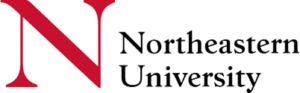 Northeastern University logo. Red stylized N with black text.