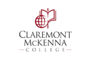 Claremont McKenna College logo featuring a red globe and open book design above the college name in black text on a light background.