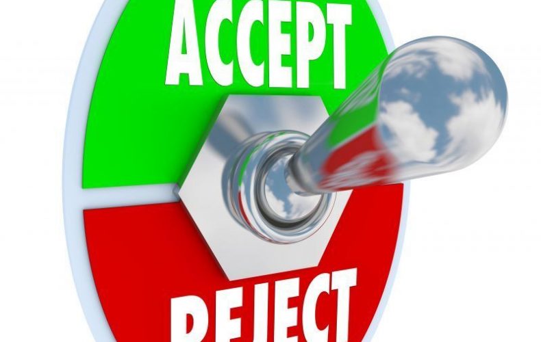 accept and reject text written on switch