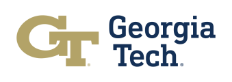 Georgia Tech logo featuring large gold overlapping GT letters on the left and Georgia Tech in dark blue text on the right.