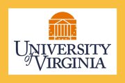 The University of Virginia logo with an orange Rotunda illustration above the words University of Virginia in bold, dark blue letters, all on a white background with a yellow border.