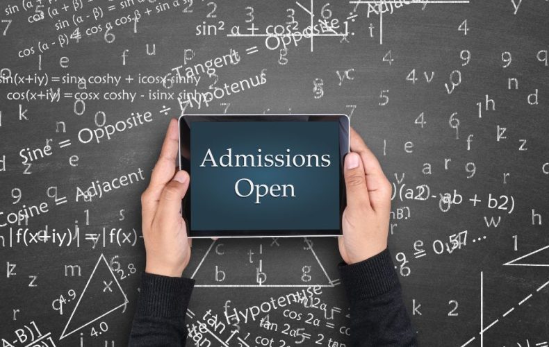 admissions open text displayed in the tablet