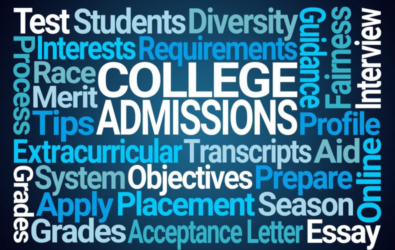 College admissions surrounded by other words associated with college