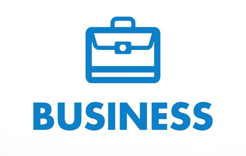 business word written in blue color font