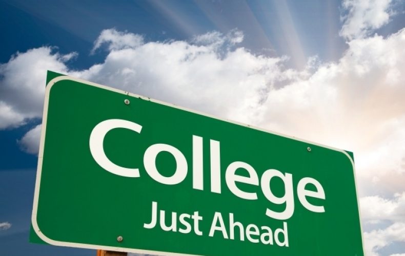 college just ahead sign board