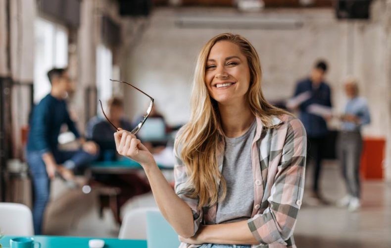 a girl in shirt smiling