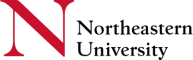 Northeastern University logo. Red stylized N with black text.